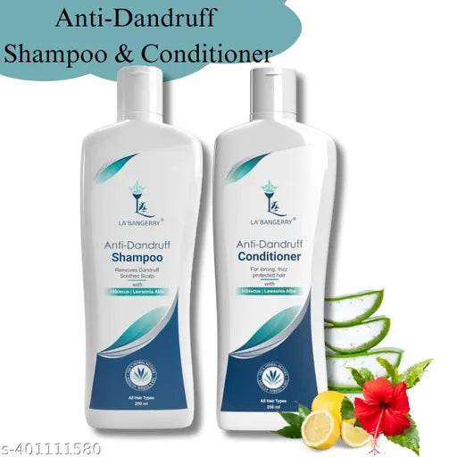 LABANGERRY Aloevera Anti-Dandruff Shampoo And Conditioner Thickens and Volumizes Thin Hair Decreases (Shampoo 250 Ml + Conditioner 250 Ml) Hair Loss Restore Moisture Helps Control Frizz Shamoo - NARIX INDIA