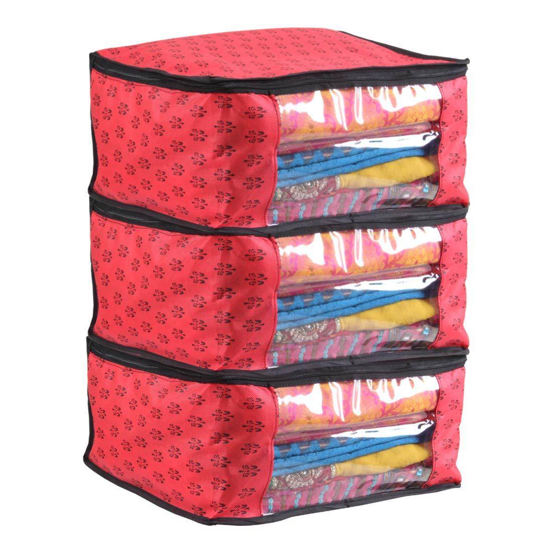 Saree Cover - Non Woven Printed Big Size Saree Covers ( Pack of 3 ) - NARIX INDIA