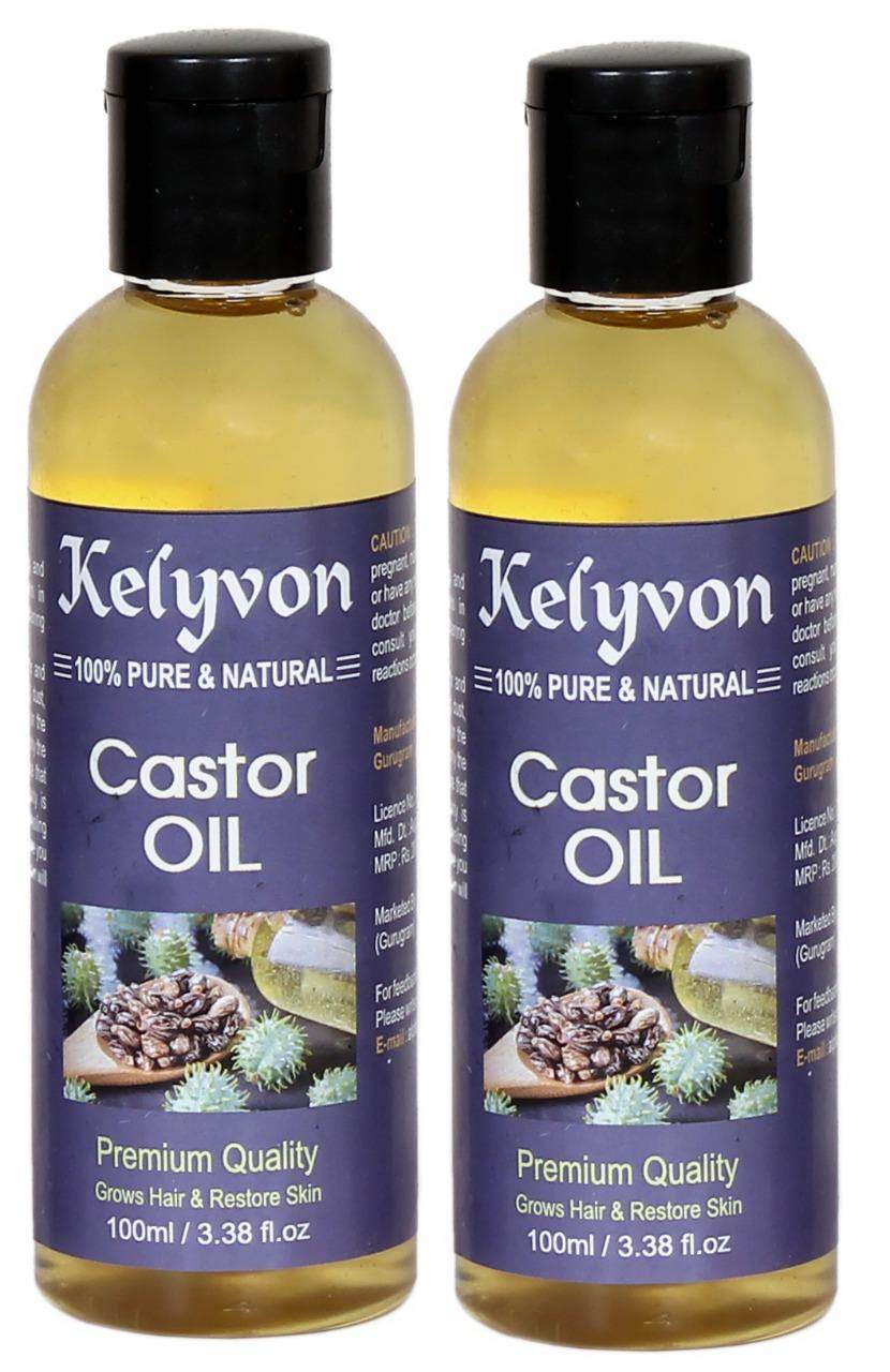 Kelyvon 100% Pure and Natural Castor Oil 200ml (Pack of 2) - NARIX INDIA