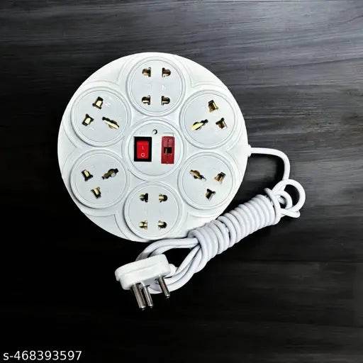 Round Power Strip 8+1 Extension Cord || Board with Master Switch, Indicator || 8 International sockets 4-Two Pin Socket, 4-Three Pin Socket 2.5 Meter Cord Wire - NARIX INDIA
