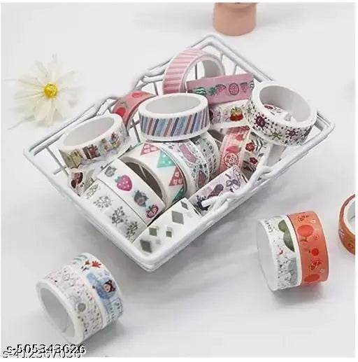 10 Rolls Decorative Masking Tape Set for Gift Wrapping, DIY Decor, and Craft Projects, 15mm Wide, Colorful Multi Style Design, Decorative Tapes for Arts (Pack of 10pc, Random Design will sent) - NARIX INDIA