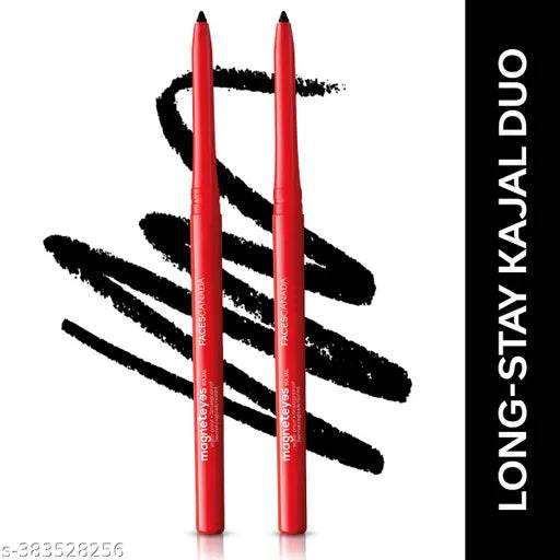 FACES CANADA Magneteyes Kajal - Black, 0.35g (Pack of 2) | 24 Hr Long Stay | One Stroke Smooth Glide | Waterproof, Smudgeproof & Fadeproof | Deep Matte Finish | Enriched With Almond Oil & Vitamin E - NARIX INDIA