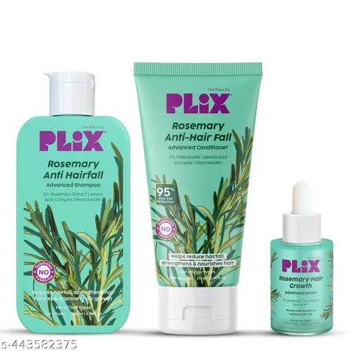 PLIX - THE PLANT FIX Rosemary Anti Hairfall Regime 3% Redensyl Serum, Shampoo & Conditioner Combo - NARIX INDIA