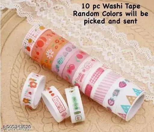 10 Rolls Decorative Masking Tape Set for Gift Wrapping, DIY Decor, and Craft Projects, 15mm Wide, Colorful Multi Style Design, Decorative Tapes for Arts (Pack of 10pc, Random Design will sent) - NARIX INDIA