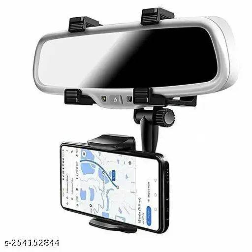 Car Mobile Holder- Rearview Mirror Phone Holder- Car Phone Mount- Phone Bracket, Phone Stand with 270° Swivel and Adjustable Clips, Universal Smartphone Cradle - NARIX INDIA
