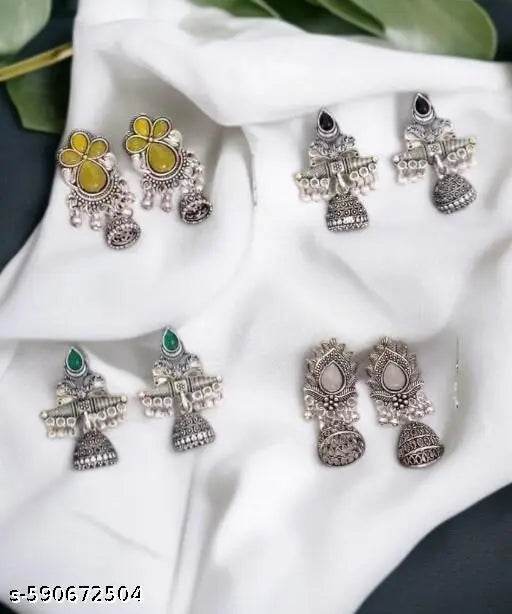 Trendy Oxidised Jhumka Earrings Combo Set of 4 for Women & Girls - NARIX INDIA