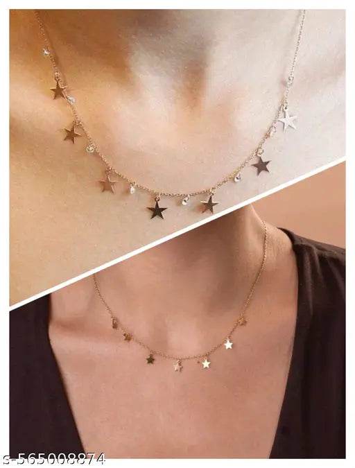 New Stylish & Fancy Exclusive Micro Gold Plated Combo Necklace Chain for Women and Girls - NARIX INDIA