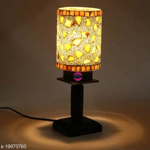 Afast Designer Decorative Wooden Table Lamp With Hand Decorative Glass Shade For Colorful Magical Lighting Effect-BT21 - NARIX INDIA 