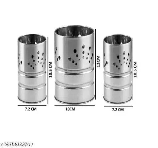 Anian Stainless Steel Cutlery Holder Set of 3 – Stylish Spoon & Utensil Organizer | Spoon Holder | Utensil Holder | Kitchen Organizer | Stainless Steel Cutlery Holder | Stylish Spoon Stand | Stainless Steel Organizer - NARIX INDIA 
