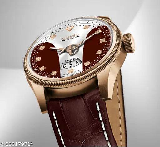3D Glass Date Display Multi Colour Dial Leather Strap Analog Watch - For Men - NARIX INDIA 