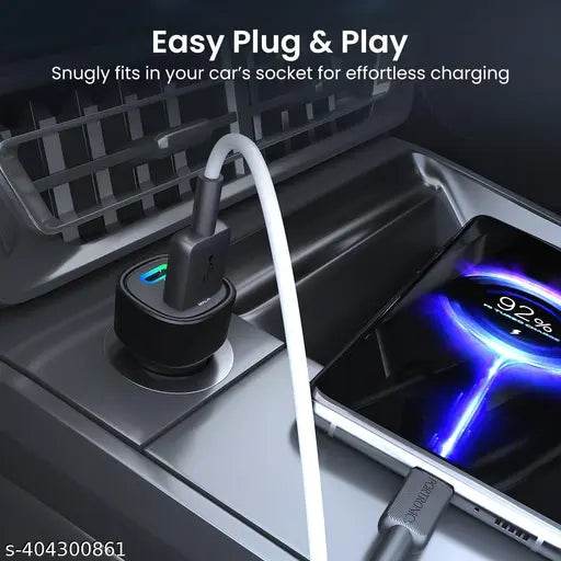 Portronics Dual Output Fast Car Charger with 30W Type-C PD & 30W USB, LED Indicator, Charging Adapter Compatible with Cars for iPhone & Android Smartphone, Smartwatch, Earbud, Power Bank (Black) - NARIX INDIA 