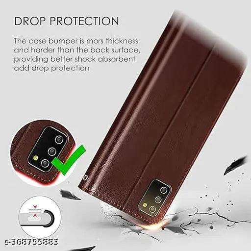 BROWN | Realme 5 | Leather Finish | Inside Pockets & Inbuilt Stand | Shockproof Wallet Style Magnetic Closure Back Cover Case - NARIX INDIA 