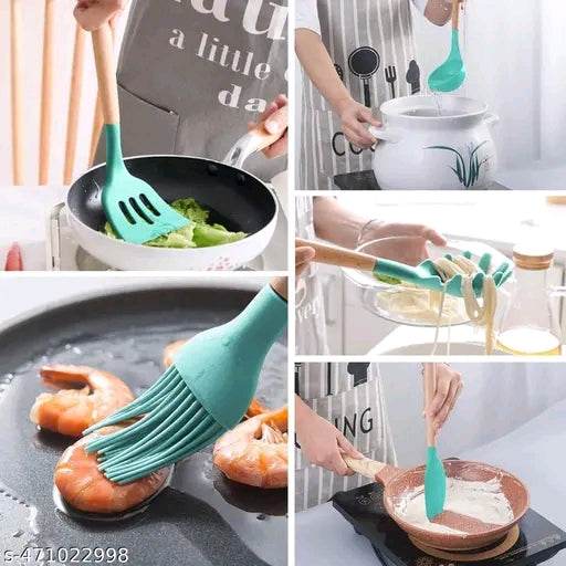 Silicon spoons kitchen set of 10 - NARIX INDIA 