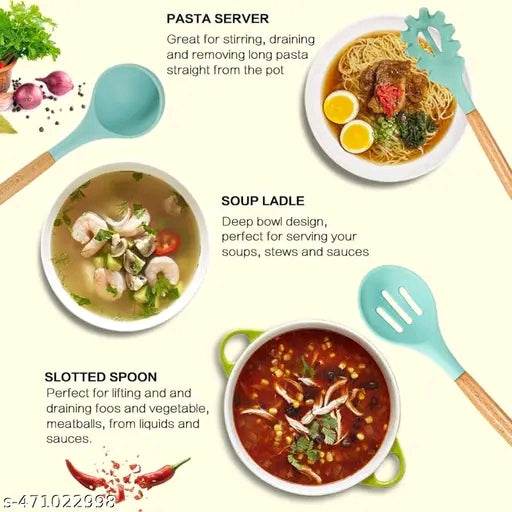 Silicon spoons kitchen set of 10 - NARIX INDIA 