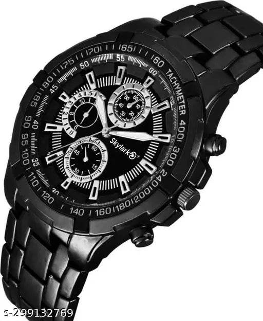 Skylark Stylish Men Black Metal Analog Watch - NARIX INDIA 