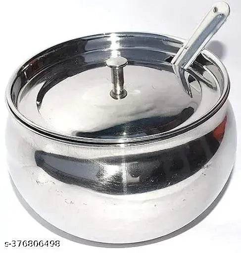 Cryzone-Ghee Pot Oil Pot Kitchen Storage Container with Spoon, 250ml (Pack of 1) - NARIX INDIA 
