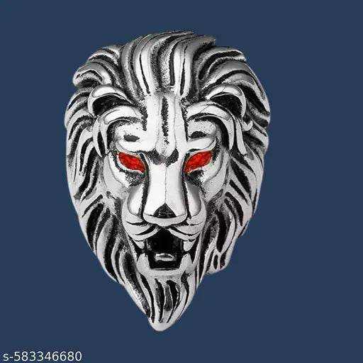 Stainless Steel Sliver Plated Curve Chain,Bracelet And Lion Ring Jewel Set For Men And Boy. - NARIX INDIA 