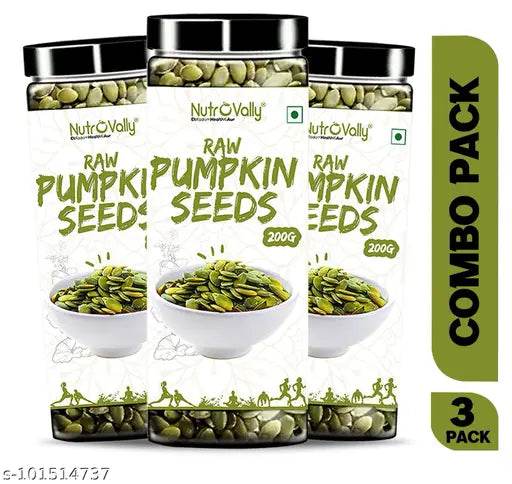 NutroVally - Pumpkin Seeds For Weight Loss | Loaded With Rich Fiber & Mineral | Good Sources of Omg-3 & Rich Antioxidant l High Amount of Protein For Good Health l Pumpkin Seeds For Regular Eating_200x3. (600gm) - NARIX INDIA 