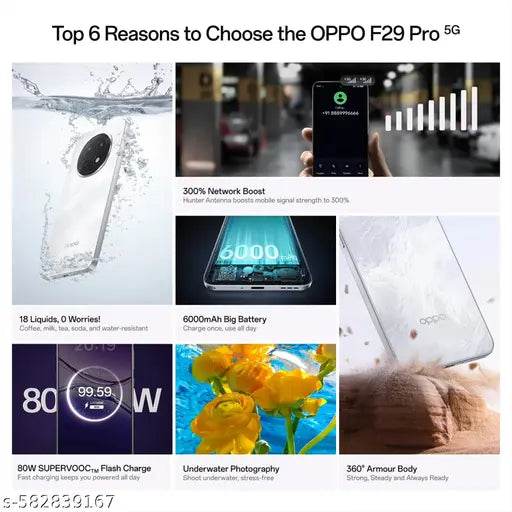 Oppo F29 Pro 5G 8Gb Ram, 256Gb Marble White - NARIX INDIA 