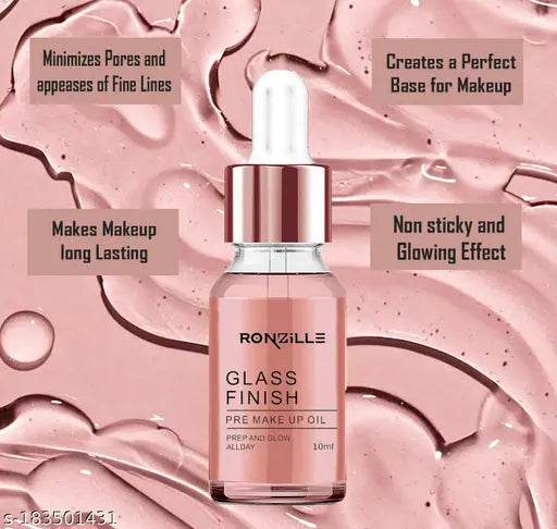 Ronzille Glass Glow Pre Makeup oil Primer enriched with Vitamin-E 10 ml Primer - 10 ml (Transparent) - NARIX INDIA 