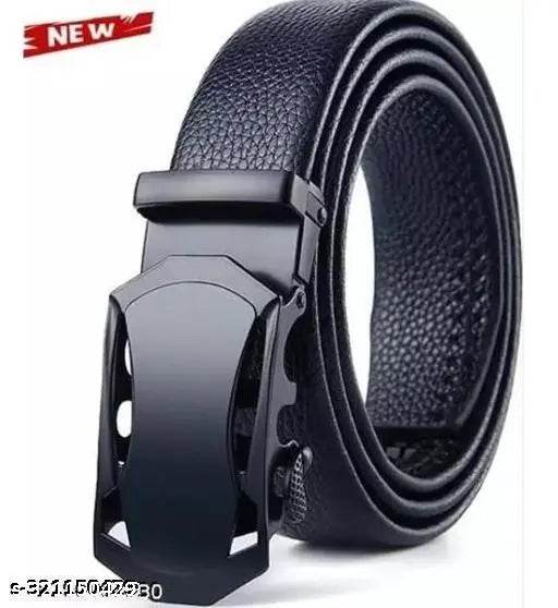 Trendy Fashionable Adjustable Automatic Buckle Black Men Belt with stylish black miller watch - NARIX INDIA 
