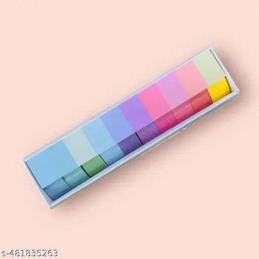 Crafty Cuddle 10 Rolls Multicolour Plain Washi Tape/ Paper Tape for Scrapbooking, Decorative Japanese Planners Tape, Card and Gift Wrapping, DIY Decoration Tapes for Art and Craft - NARIX INDIA 