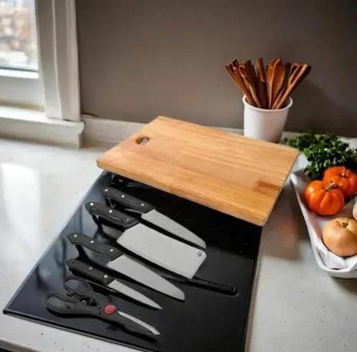 Wooden Chopping Board With 5-Pcs Knife Set - NARIX INDIA 