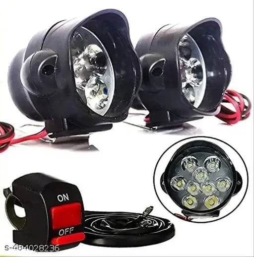 RG MODIFICATION 9 LED SSLG Fog Light High Beam Focus Light for All Cars and Bikes (Fog Light Pair with Normal Switch) Essential Motorcycle Lamps - NARIX INDIA 