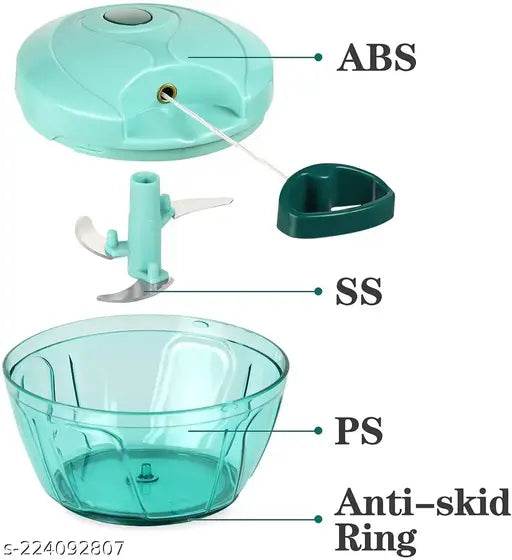 Compact Chopper with Blades effortlessly Chopping Big Size Kitchen Dori Handy Vegetable and Fruit Manual Onion Dry Fruit Salad Maker Vegetable Quick Chopper (450 ml, Green) - NARIX INDIA 