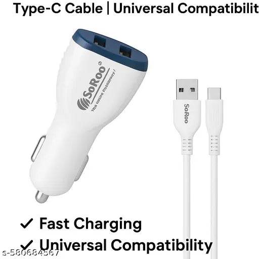 SoRoo Rapid Series C-4 Car Charger with Dual USB & Micro USB Cable – 3.4A Fast Charging - NARIX INDIA 