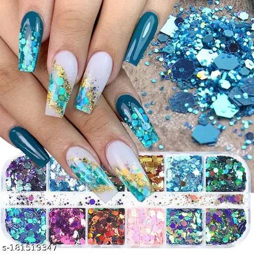 S.A.V.I DIY Nail Art Decorations Palette Color Changing Hexagonal, Irregular Chameleon, Laser Thin, Nail Glitter, Mix Colors, Nail Sequins, Nail Art Accessories For Manicure - NARIX INDIA 
