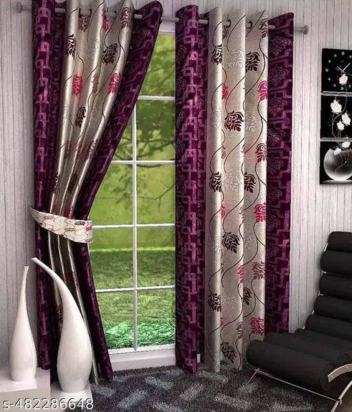 Newlook Polyester Door curtains (4 ft X 7 ft) pack of 2 - NARIX INDIA 