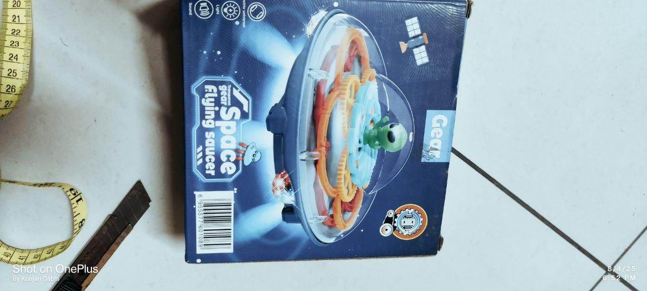 Electric Transparent Gear UFO Space Flying Saucer Toy Toddler Interaction - NARIX INDIA 