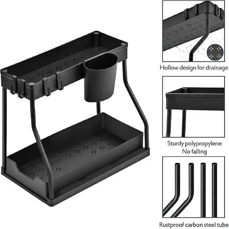 2 Tier L Shape Sliding Under Sink Organizer - NARIX INDIA 