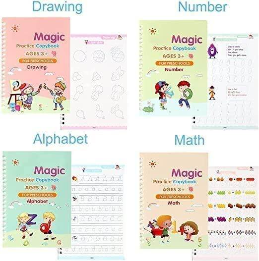 Sank Magic Practice Copybook (4 BOOKS,1 PEN,1 GRIP,10 REFILL) - NARIX INDIA 