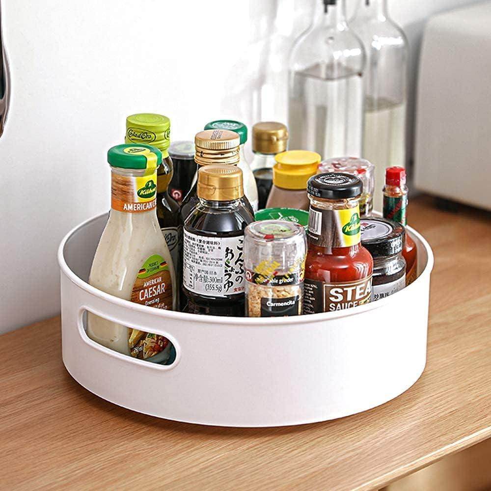 Multi-Purpose 360� Rotating Organizer Tray Use for Spice Rack, Cosmetic Organizer and Many more (Off-White Cream) - NARIX INDIA 