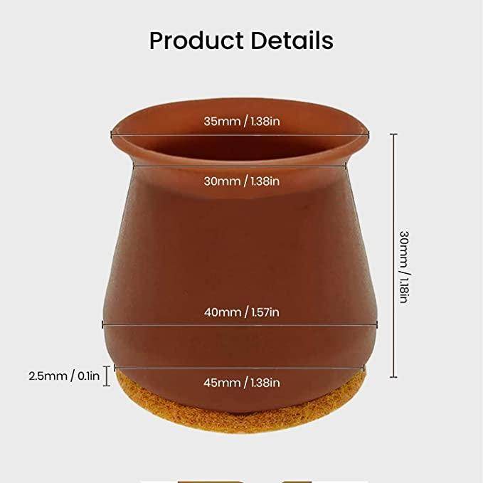NOBILEA Silicone Chair Leg Protectors with Felt for Hardwood Floors (6PCS), Silicone Furniture Leg Cover Pad for Protecting Floors from Scratches and Noise, Smooth Moving for Chair Feet. - NARIX INDIA 