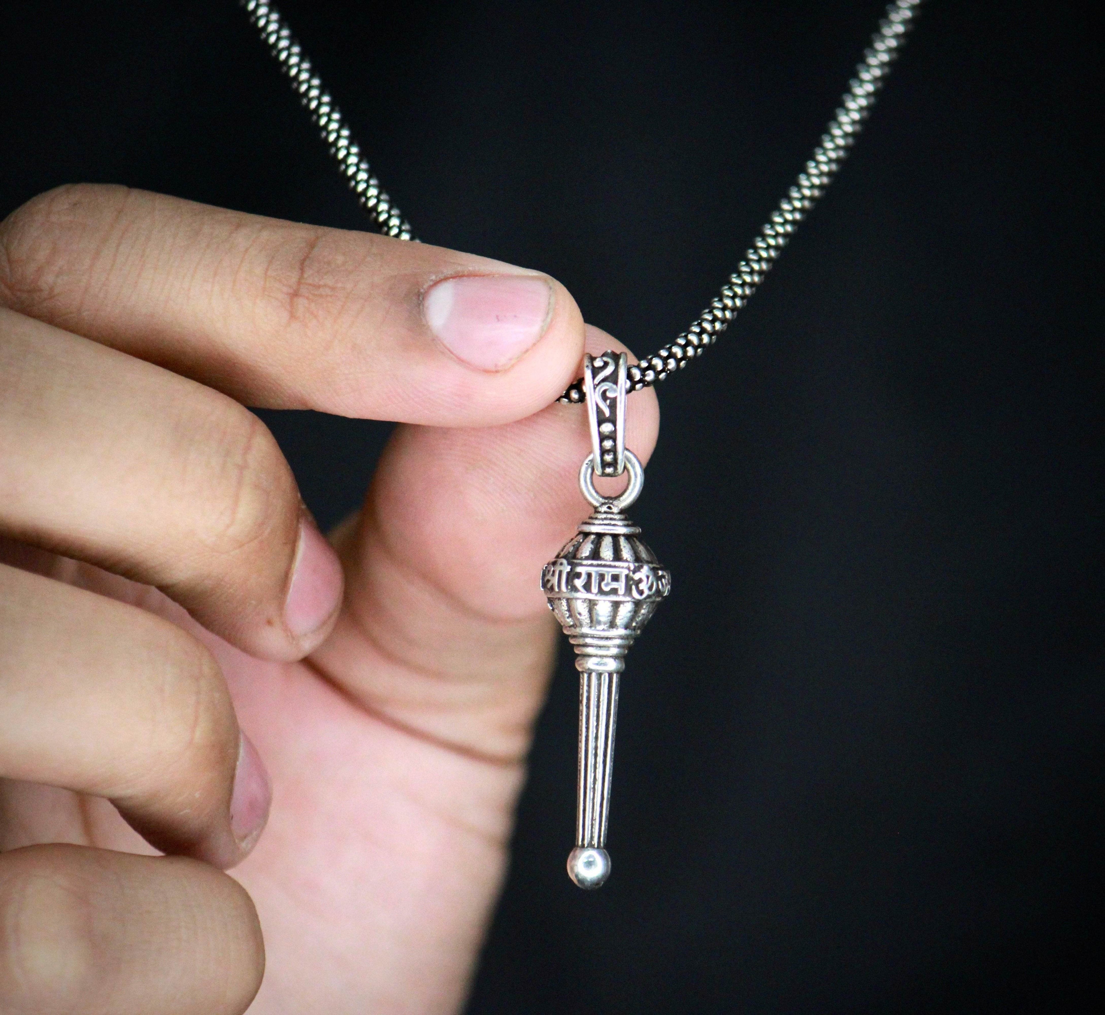Men's Silver Chain with Gada Pendant - NARIX INDIA 