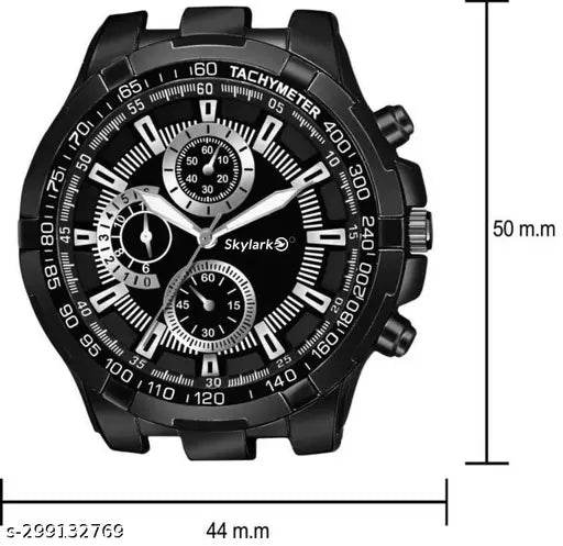 Skylark Stylish Men Black Metal Analog Watch - NARIX INDIA 
