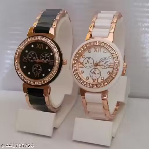 nalog Tatan with black mina round dial 2 watch combo for womens or girls - NARIX INDIA 
