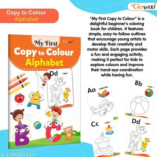 My First Copy to Colour - Alphabet, Animals, Colours, Numbers, Shapes and Vegetables : Copy and colour book, Early learning colouring book, Art book for children | Pack of 6 Copy to Colour Books - NARIX INDIA 