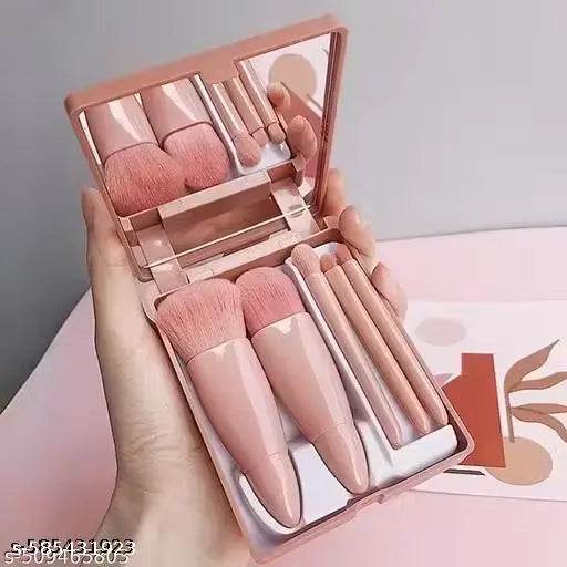 5 Piece Makeup Brushes Set, Professional Travel Small Makeup Brushes with Brush Case Built-in Mirror, Portable Cosmetics Brushes for Eye shadow, Powder, Foundation, Bllush (4.2 inch *3.0 inch, Assorted Colorr) - NARIX INDIA 