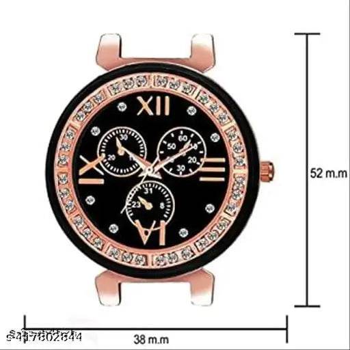 Fancy Designer Metal Belt Analog Watche with black dail and diamond - NARIX INDIA 