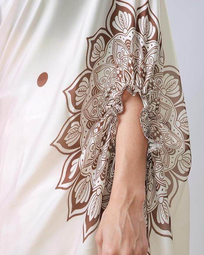 Satin Silk Printed Kaftan Saree With Unstitched Blouse - NARIX INDIA 