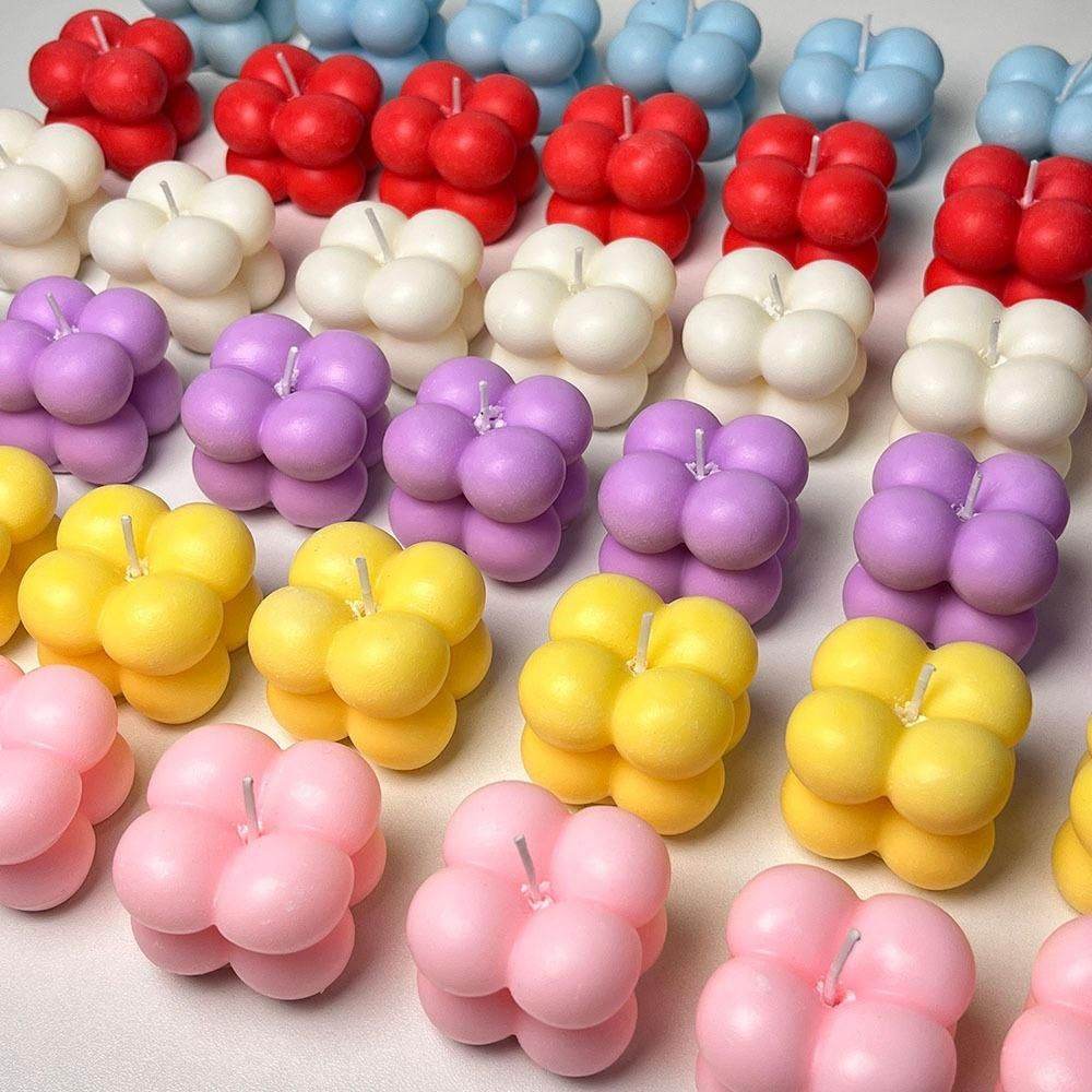 Wax Tiny Cloud Bubble Cube Candle (Pack of 4) - NARIX INDIA 