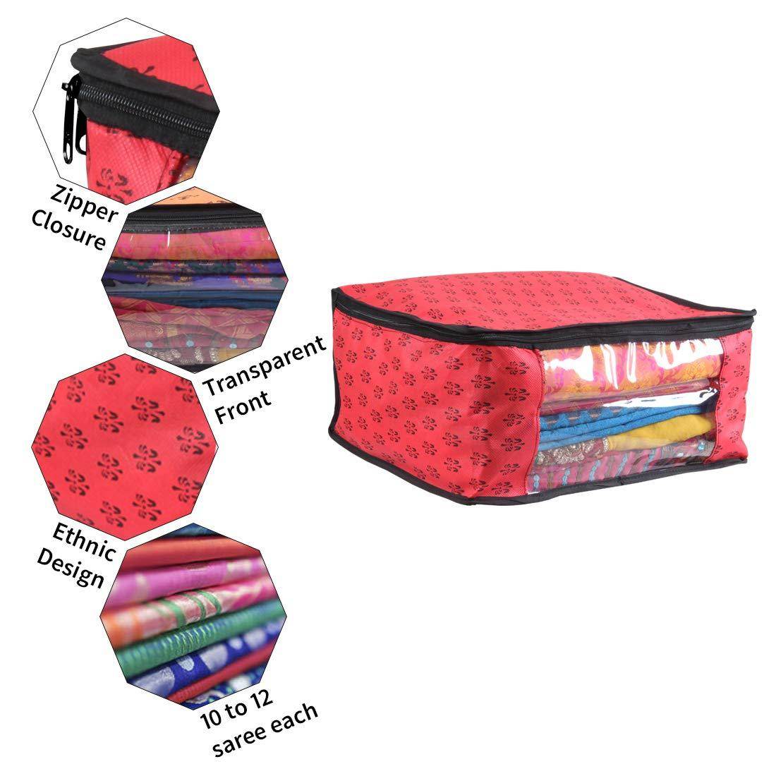 Saree Cover - Non Woven Printed Big Size Saree Covers ( Pack of 3 ) - NARIX INDIA 