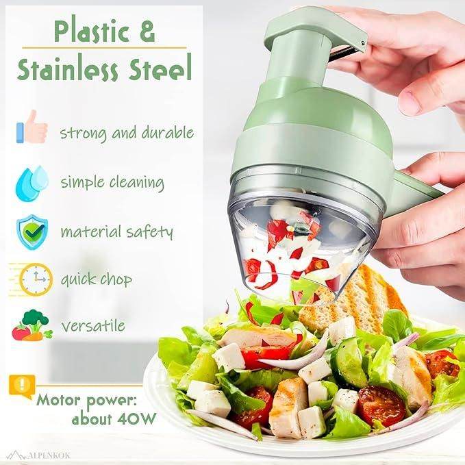 4 in 1 Portable Electric Vegetable Cutter Set - NARIX INDIA 