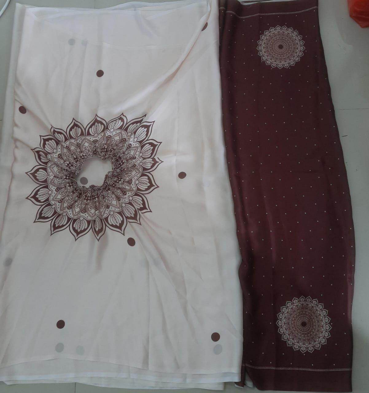 Satin Silk Printed Kaftan Saree With Unstitched Blouse - NARIX INDIA 