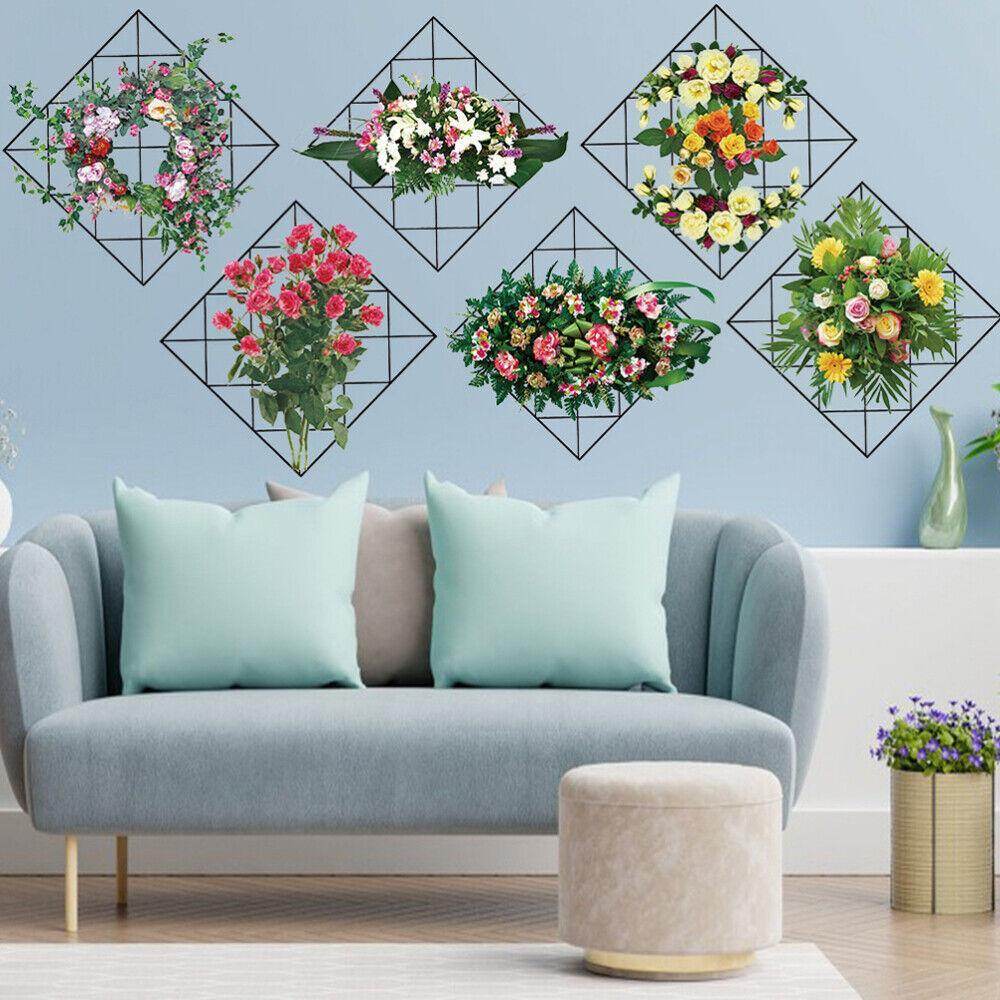 Home Wall Art Grid Flower Pattern Sticker Office Decals The Flowers - NARIX INDIA 