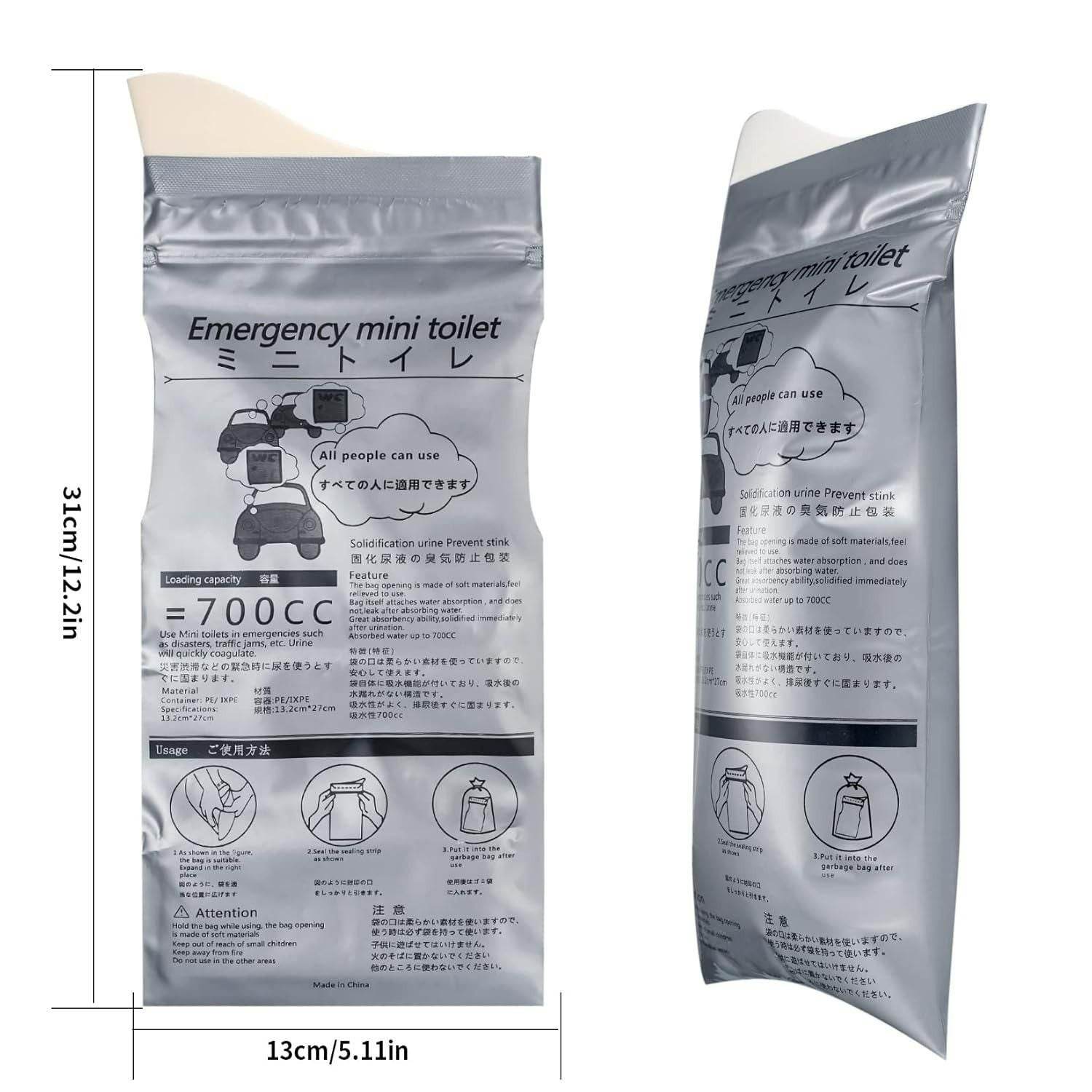 Emergency Mini Toilet-Urine Bag (Pack of 4) - NARIX INDIA 